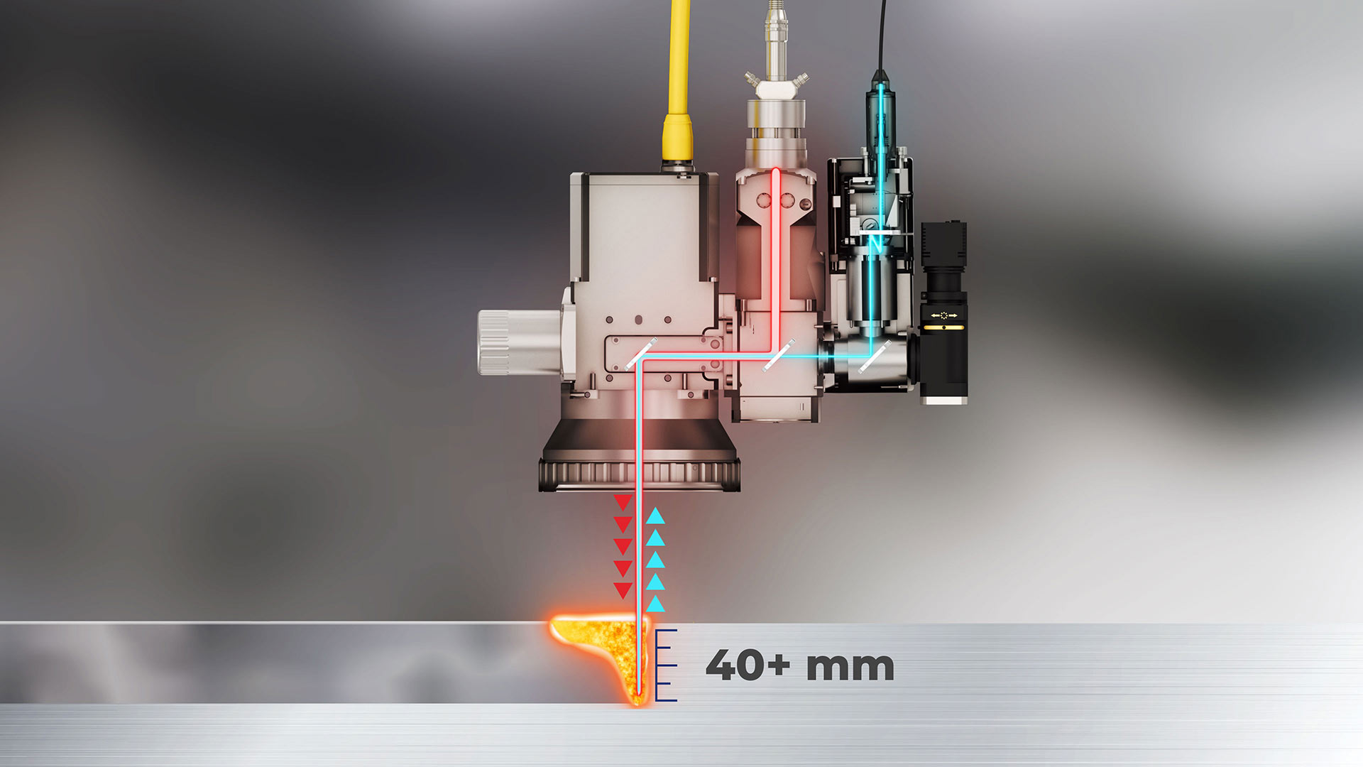 Een schema van de werking van LDD dat de functionaliteit in dieptes van meer dan 40 mm laat zien