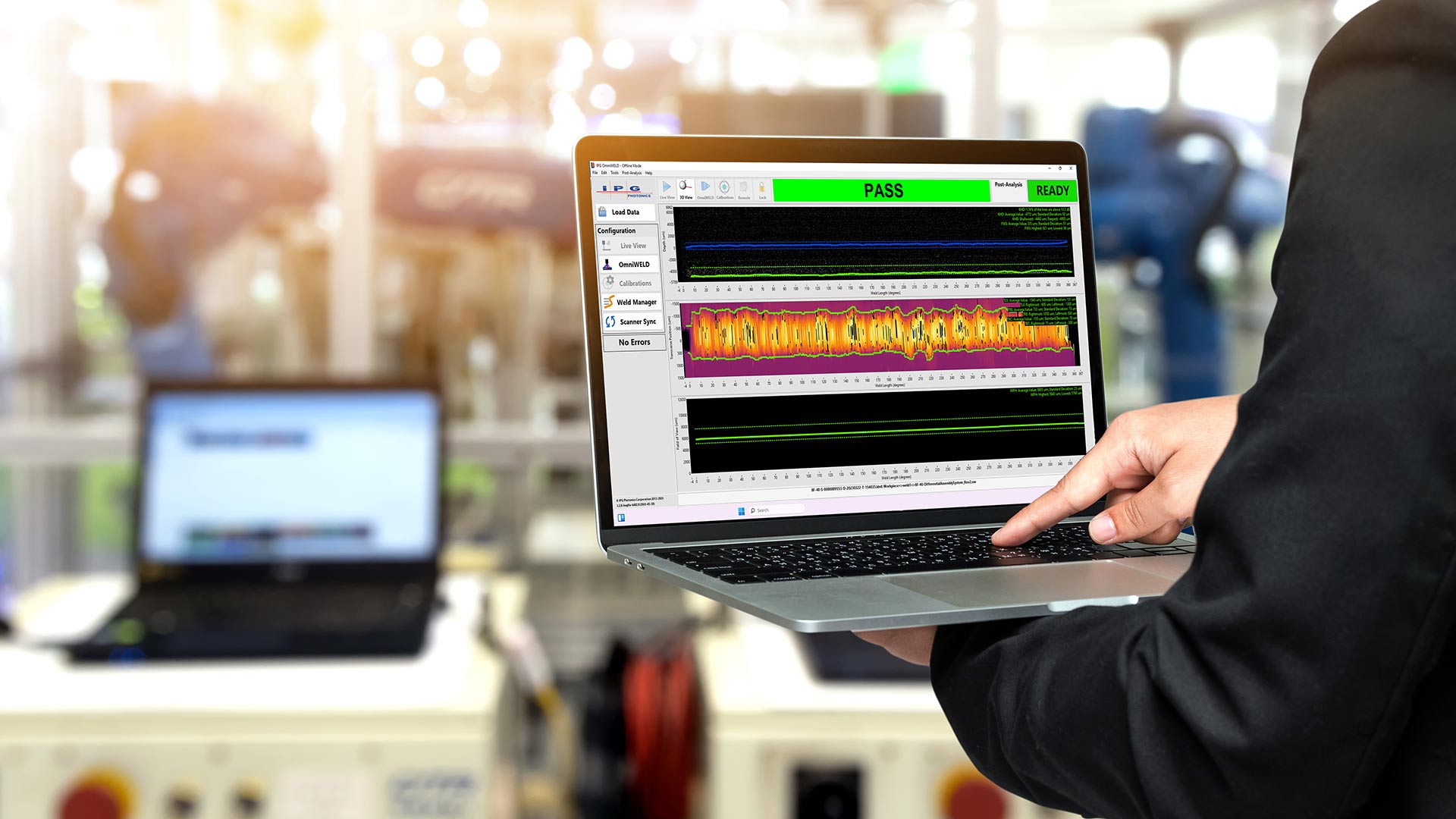 LDD real-time laserlasmeetsoftware op een laptopscherm